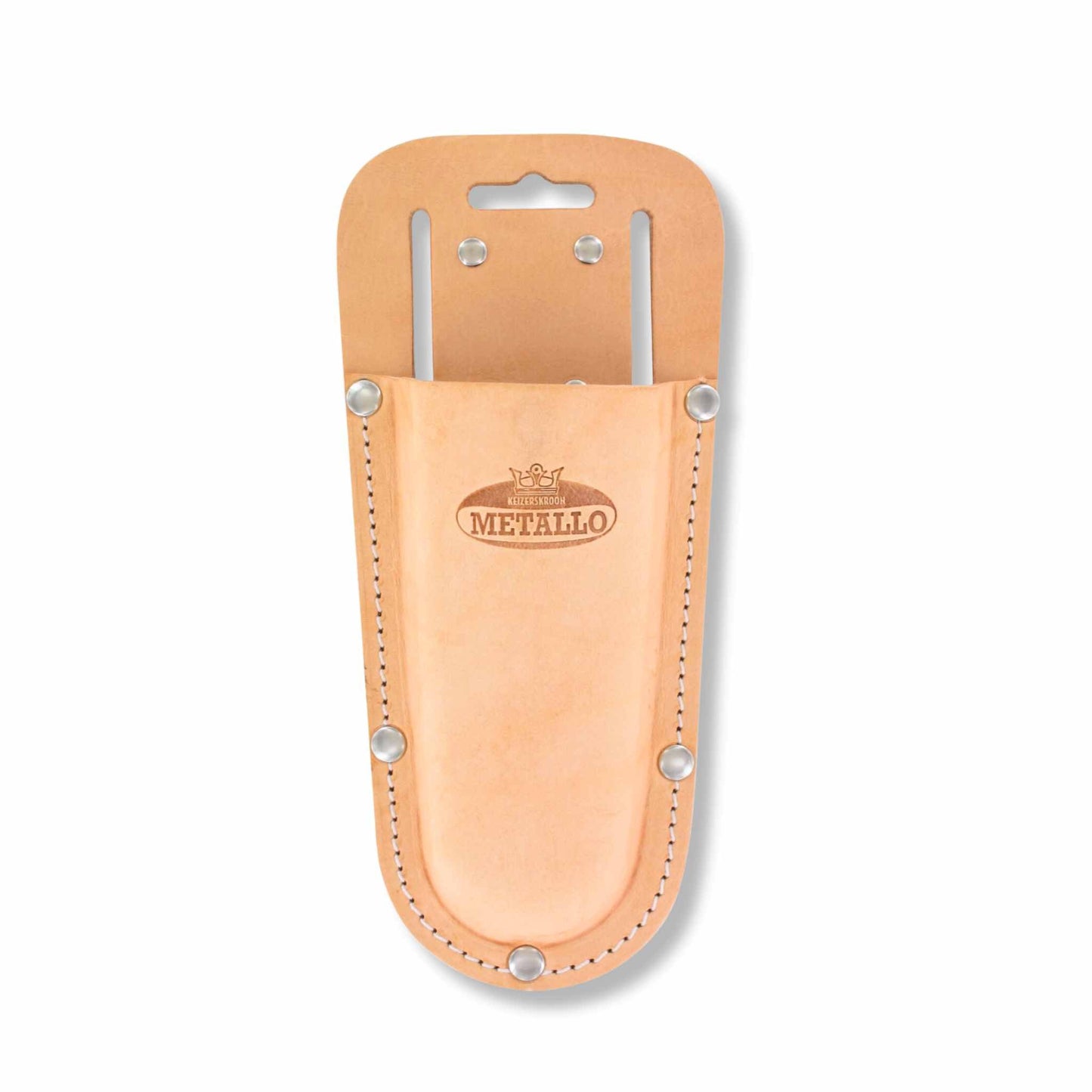 Fitted leather pruning shear holster by Bootstrap Farmer, designed to securely hold pruning shears for gardening and pruning tasks.