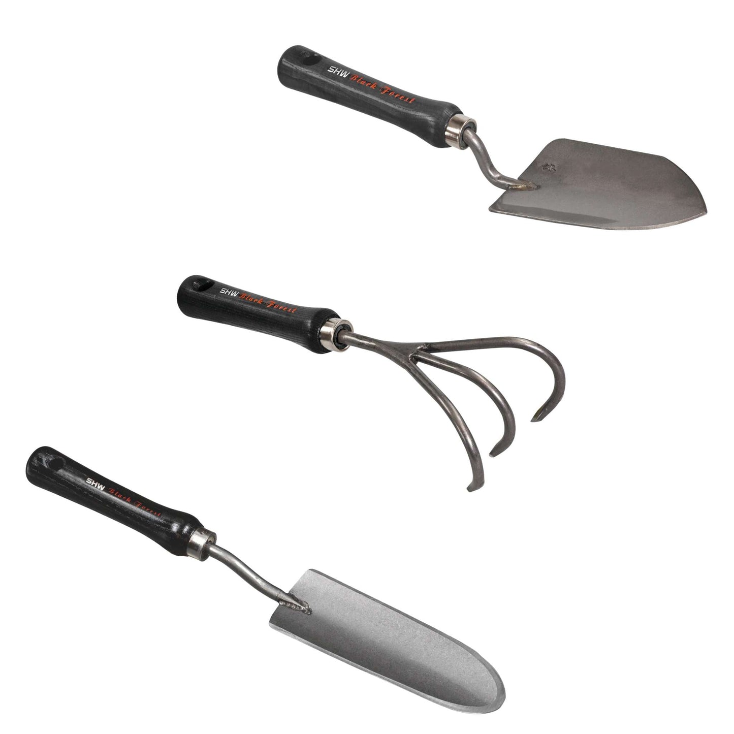 Bootstrap Farmer short hand trowel with narrow scoop and claw combo pack, featuring ergonomic handles and durable metal blades.