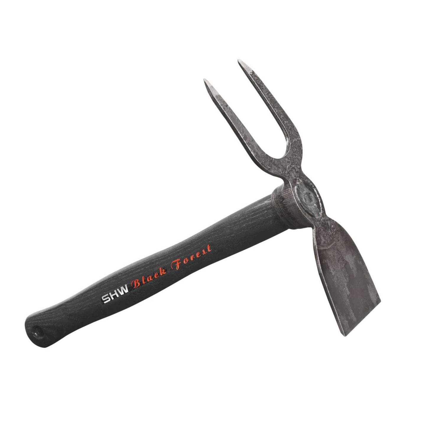 Small hand dual-function garden hoe with fork by Bootstrap Farmer, featuring a sturdy handle and versatile tool heads for gardening.