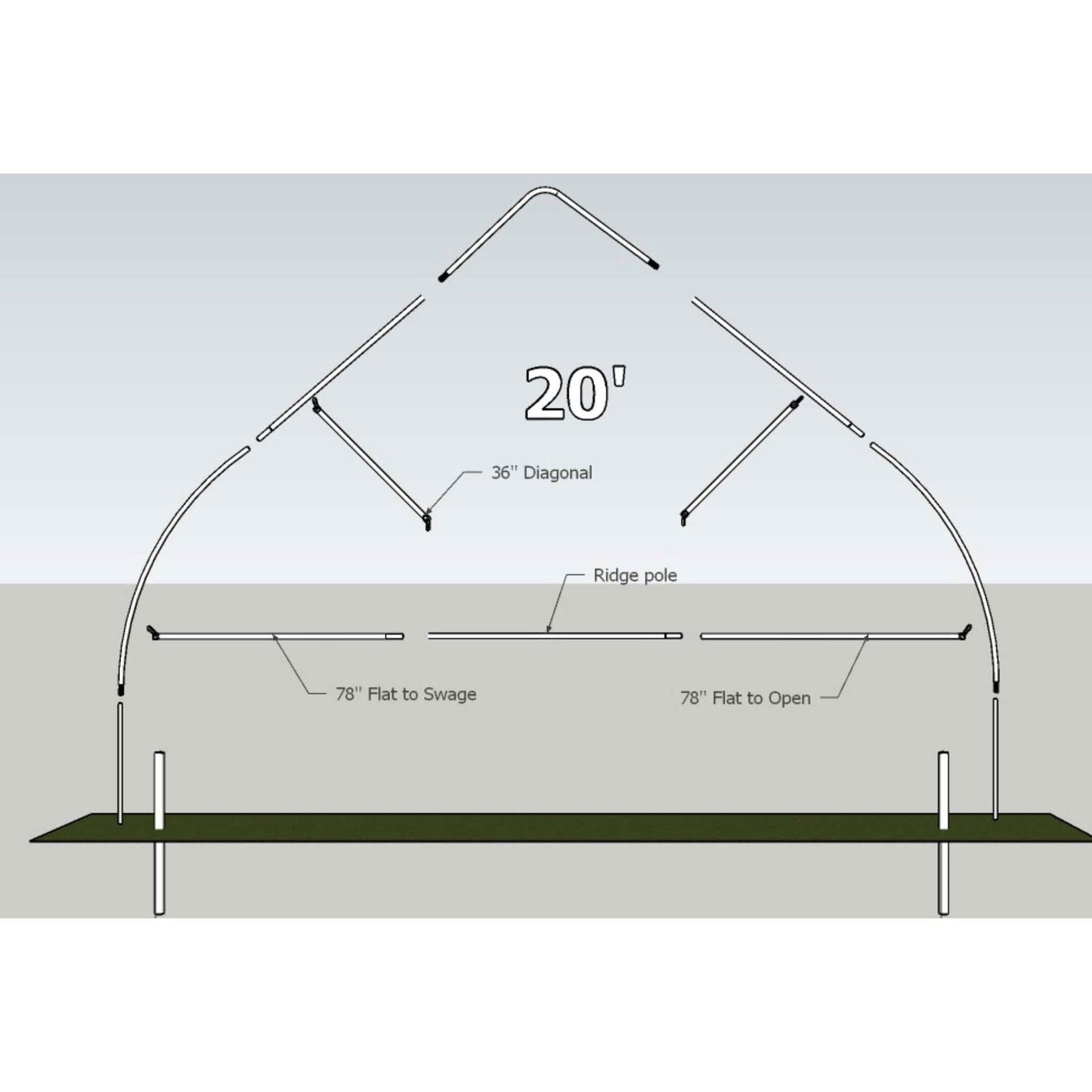 Greenhouse Truss Kit by Bootstrap Farmer, green steel components for supporting greenhouse structures.