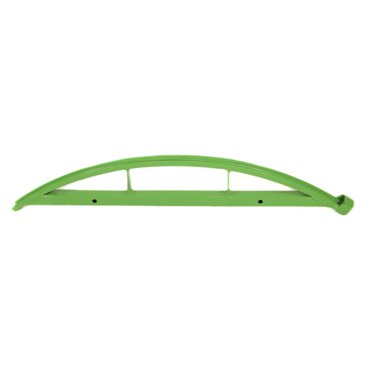 The Bootstrap Farmer Greenhouse Arch Hoop Bender, USA Made, is a green, curved metal bracket with three support bars and holes along the base—perfect for bending hoops or greenhouse poles. Shown on a white background.