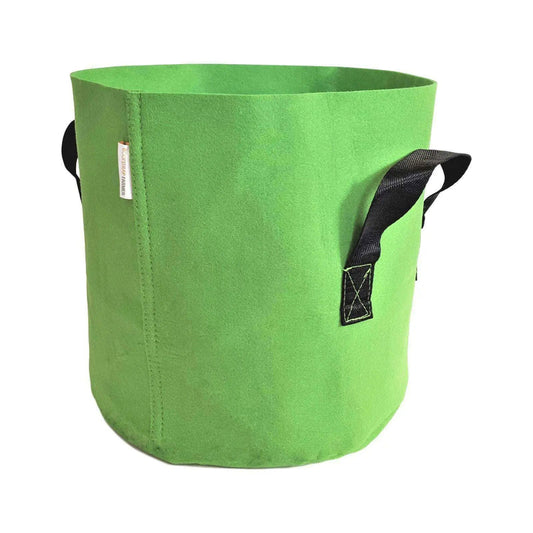 BootStrap Farmer fabric grow bag bright lime green color strong black handles and a small logo