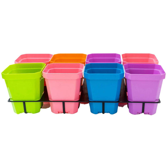 Set of 40 reusable Bootstrap Farmer 5-inch seed starting pots with inserts, multicolor plastic pots for seed propagation.