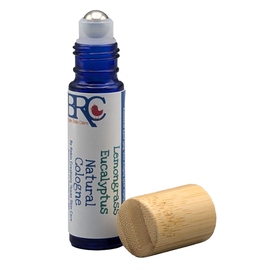 By Robin Creations natural essential oil cologne roll-on, winter blend with frosty balsam pine, perfect for a subtle fragrance.