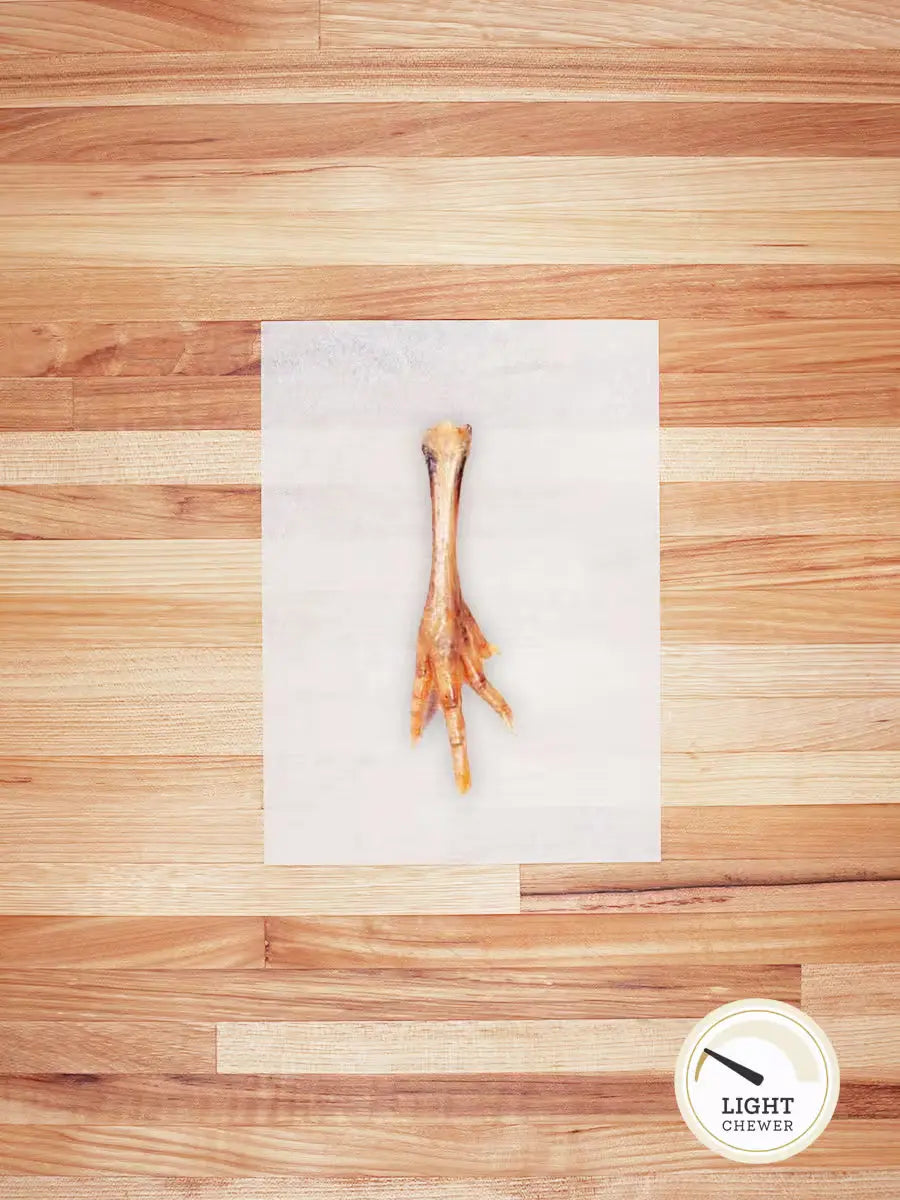 Farm Hounds chicken feet chews showing close-up of natural chicken feet for dog treats, highlighting texture and quality.