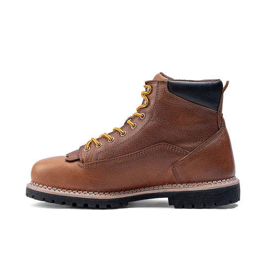 Chinook® Men's Logger 6-inch waterproof work boot in brown with sturdy leather construction and rugged outsole.