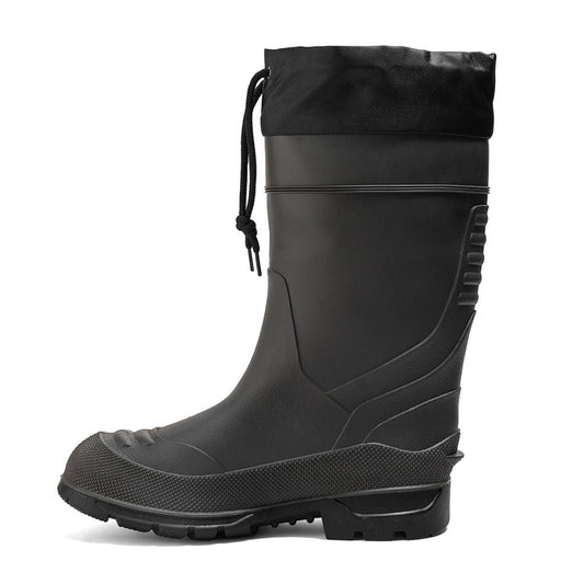 Black Chinook® Badaxe Regrind 15-inch waterproof rubber boots with sturdy soles and secure fit for outdoor work.