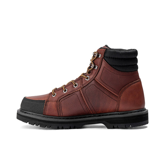 Chinook® Contractor 6-inch soft toe leather work boot in brown, durable footwear designed for safety and comfort on the job site.