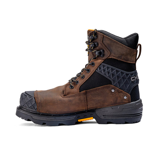 Chinook® Work Boot in brown with 8-inch insulated waterproof design, composite toe, durable sole, suitable for heavy-duty work environments.