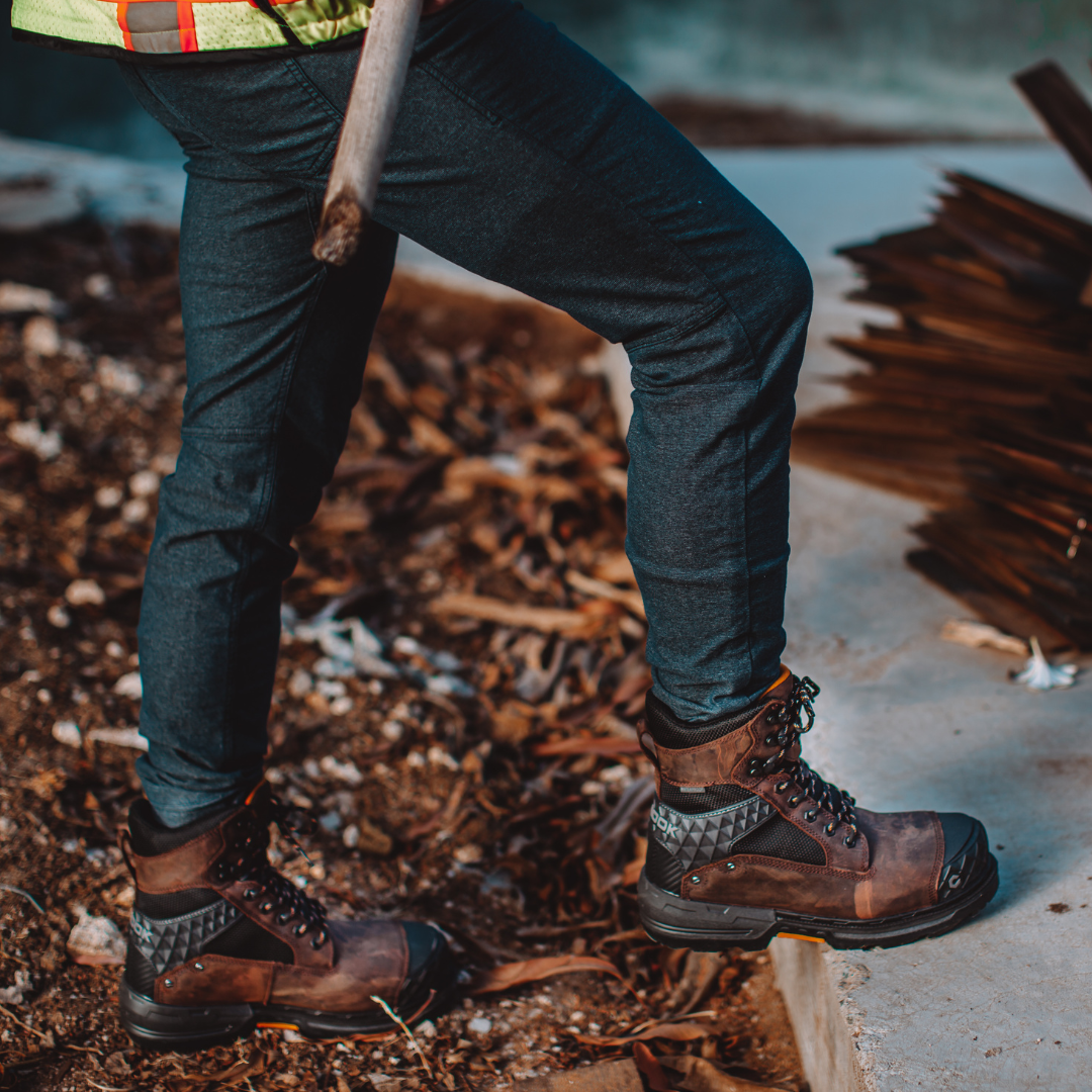 Chinook® Work Boot in brown with 8-inch insulated waterproof composite toe, suitable for heavy-duty pallet jack work.