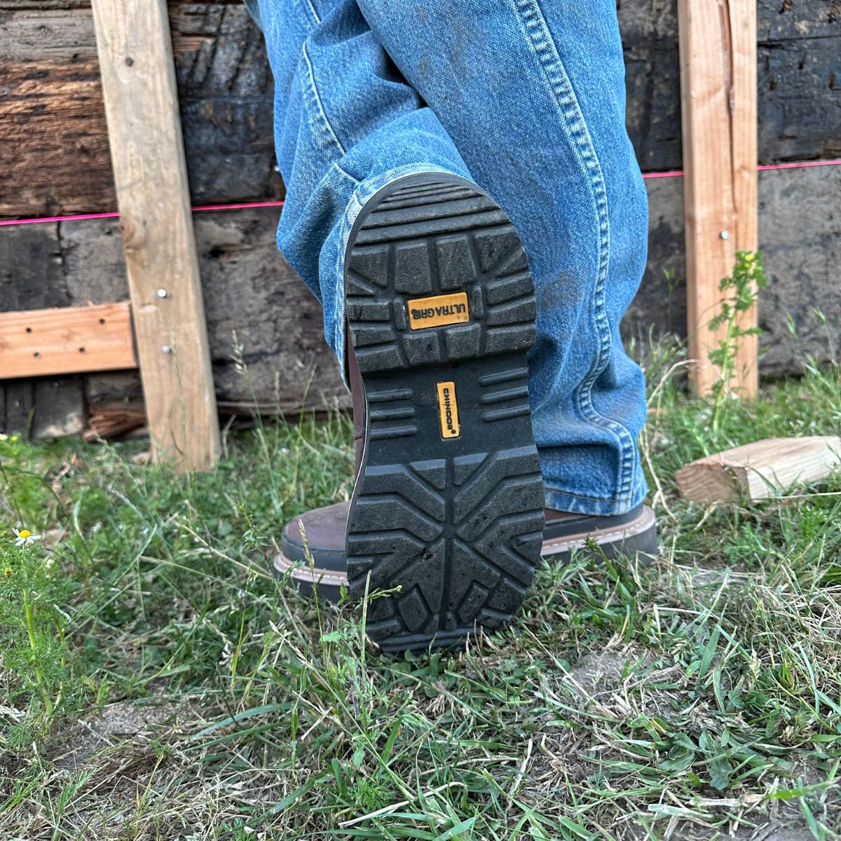 Brown Chinook Romeo men's light duty work and casual boot, showing the sturdy leather upper and practical design.