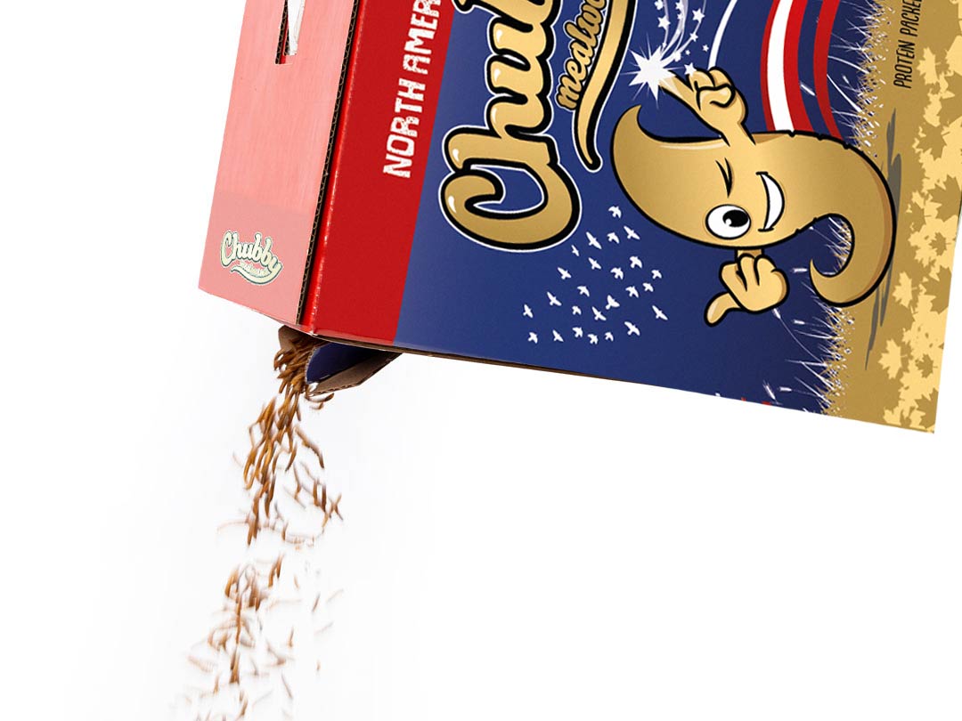 Chubby Mealworms USA 30Lbs North American Grown dried mealworms in recyclable boxes, non-GMO, Montreal grown.