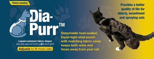 Baby leopard print Diapurr cat diaper by Crazy K Farm Pet and Poultry, one size fits most cats, with adjustable straps.