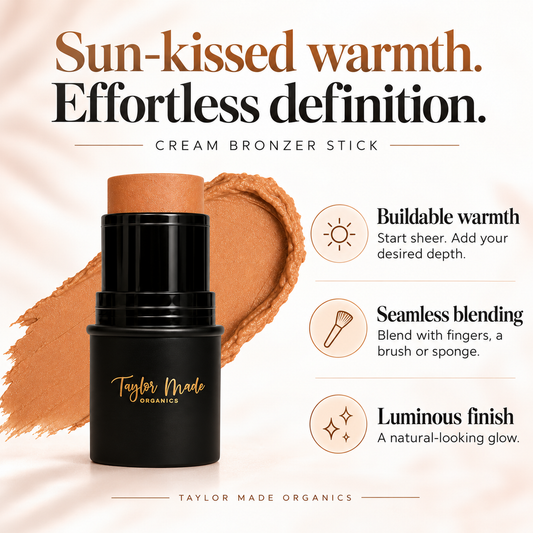 Cream bronzer by Taylor Made Organics featuring organic ingredients for natural sun-kissed glow and smooth application.
