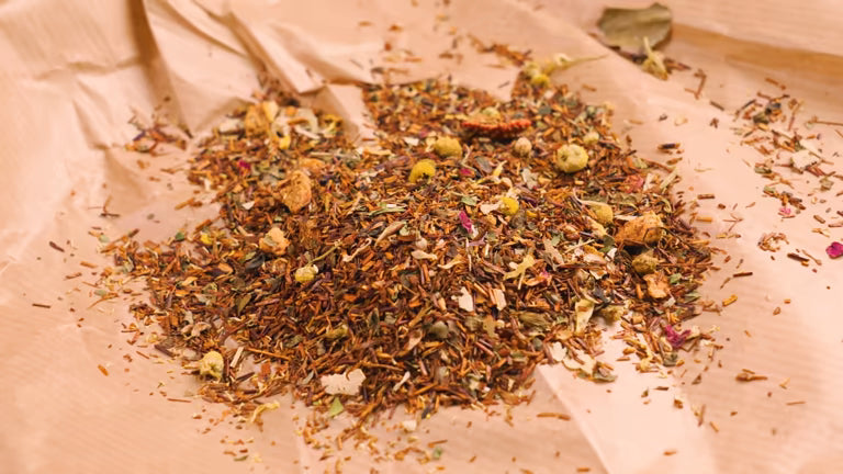 Five sachets of Dragonfly Elements Immune Harmony Herbal Tea with herbal blend in individual sachets.