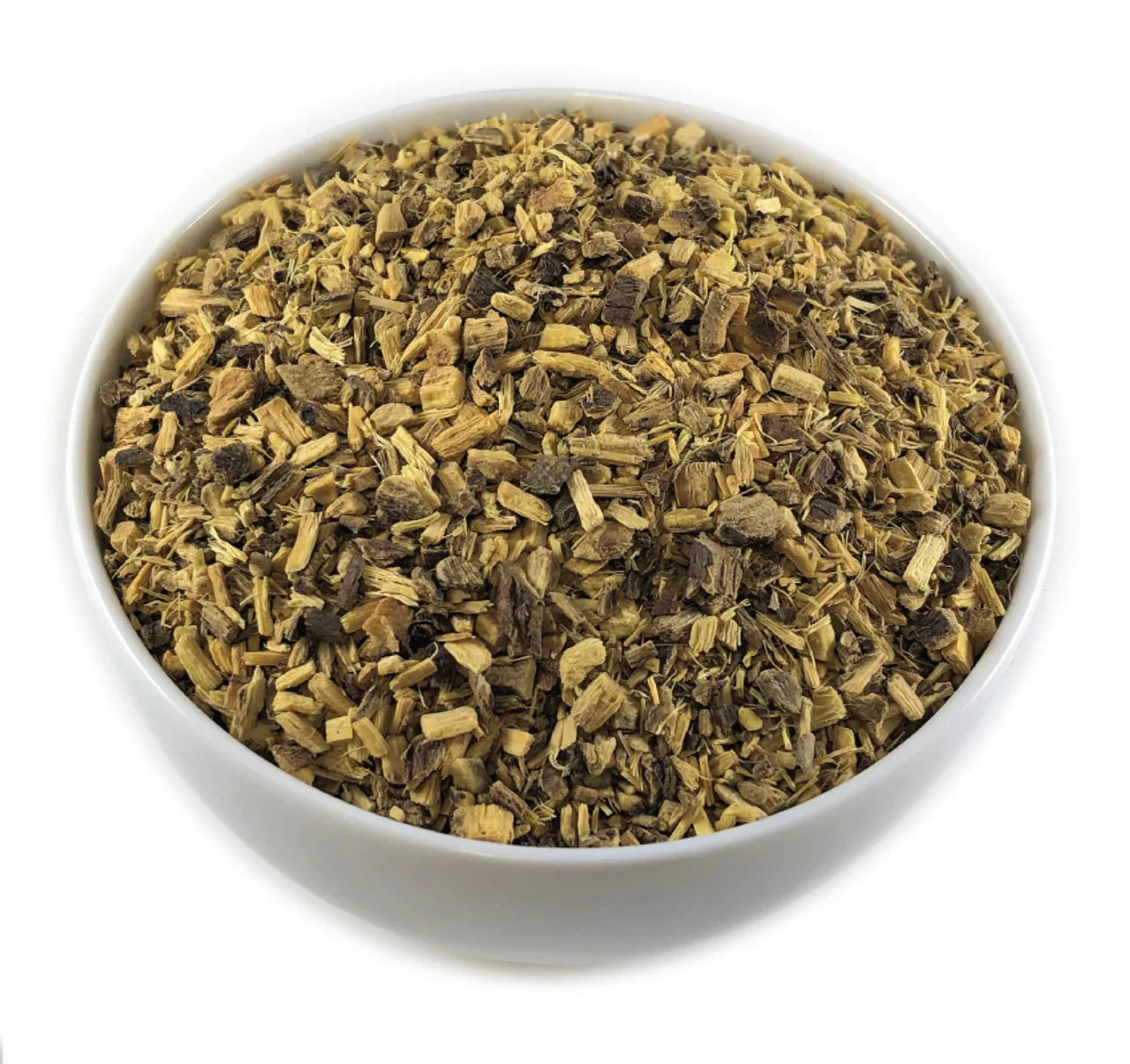 Organic licorice root from Dragonfly Elements in a 1oz package, showing the dried, sliced licorice root pieces.