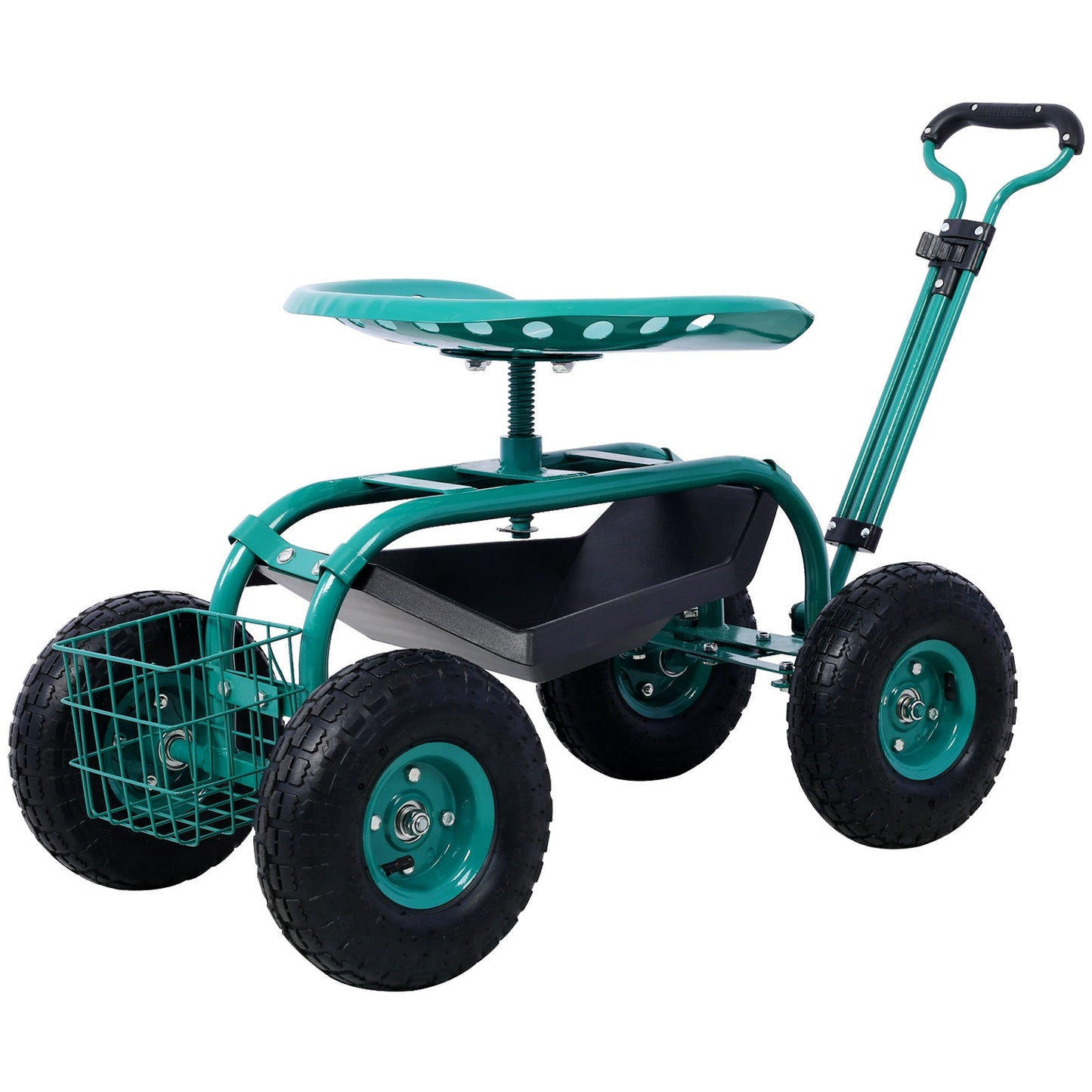 Rolling Garden Scooter Garden Cart Seat with Wheels and Tool Tray, 360 Swivel Seat,Green - Blessings Grow Meadows