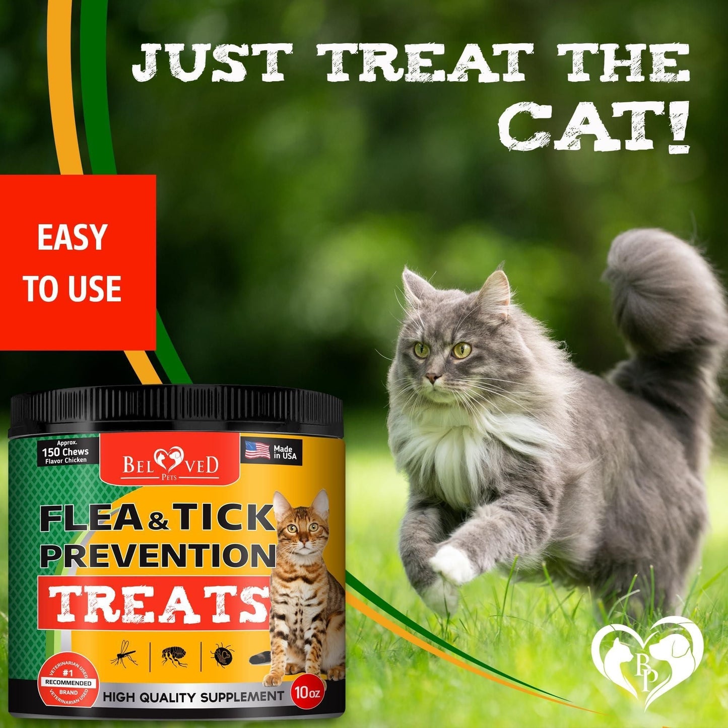 Flea and Tick Prevention Chewable Pills for Dogs and Cats Revolution Oral Flea Treatment for Pets Pest Control Natural Defense Chewables Small Tablets Chicken FLavor for Cats - Blessings Grow Meadows