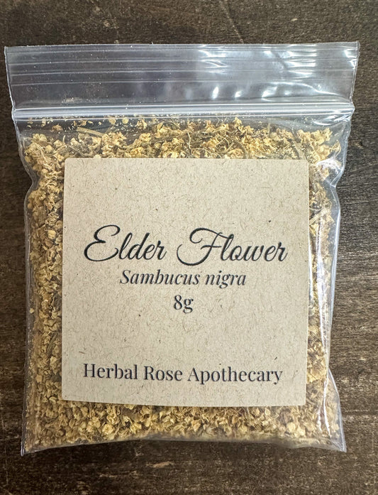 Dried elderflowers from herbalroseapothecary, 8g of herbal dried flowers for teas and remedies, showing delicate white blossoms