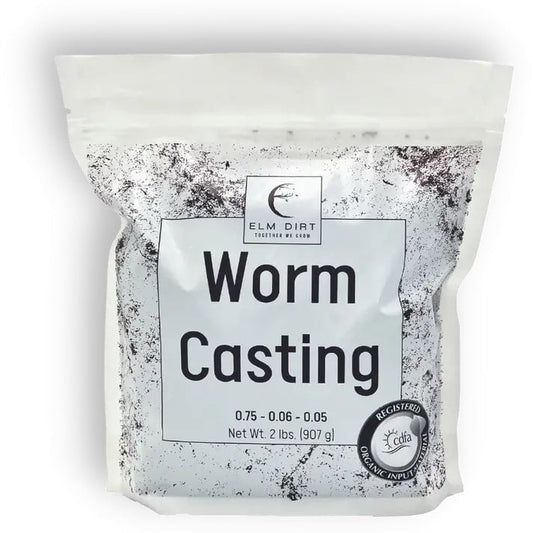 Two pounds of Elm Dirt worm castings, natural organic fertilizer rich in nutrients for healthy plant growth.