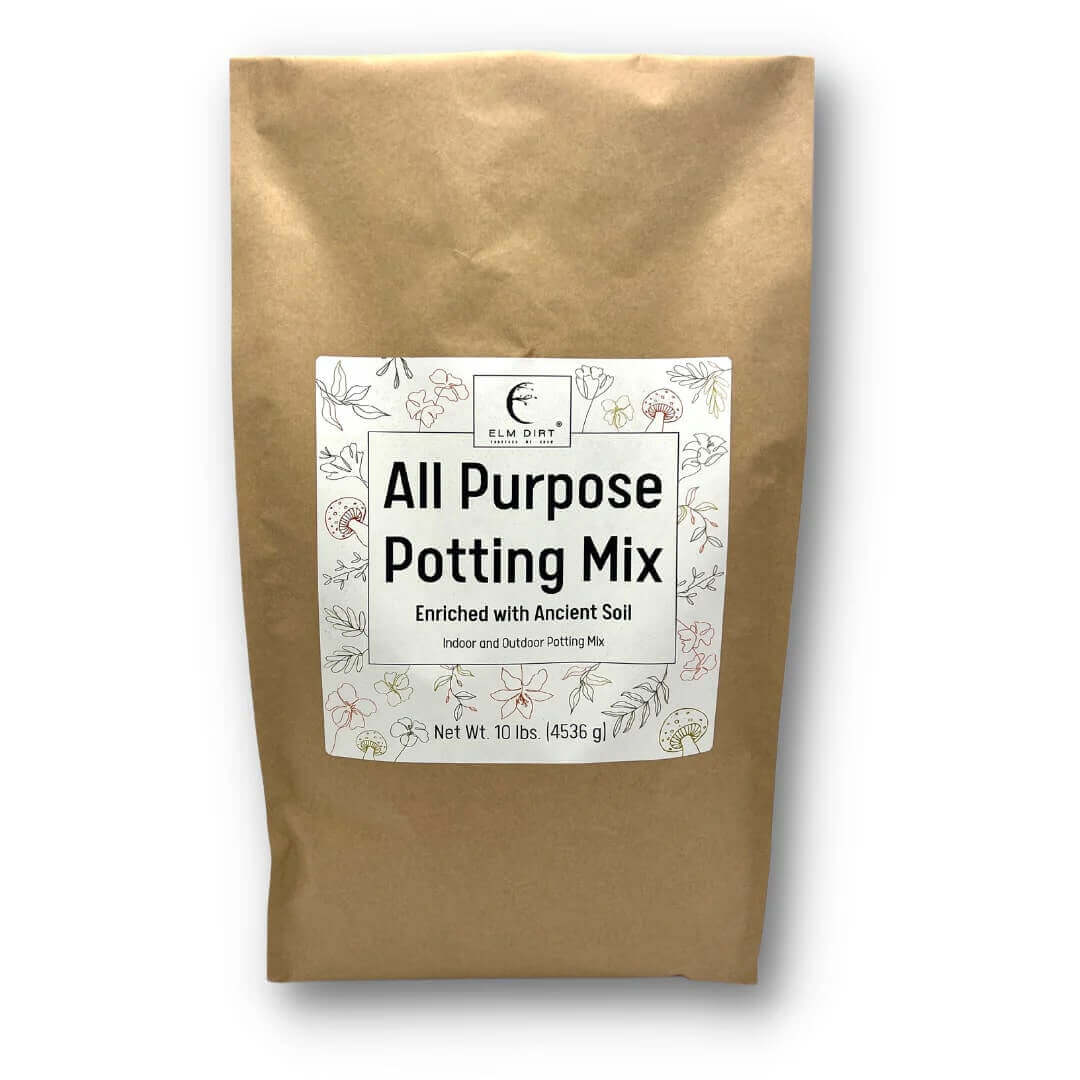Elm Dirt All-Purpose Soil Mix in 5 lbs, versatile gardening soil for healthy plants and garden beds.