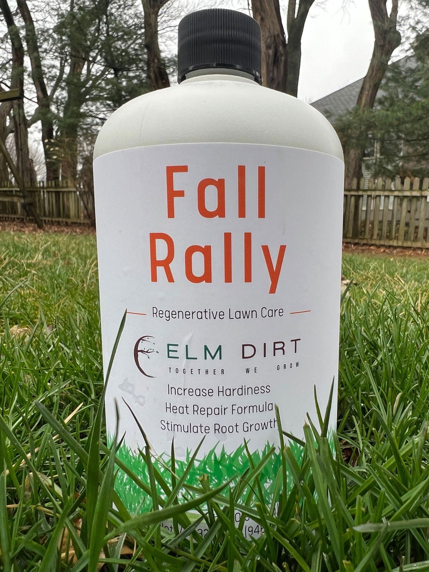 Elm Dirt regenerative fertilizer for sustainable lawn care, shown in a bag ready to nourish 2000 sq ft of grass.