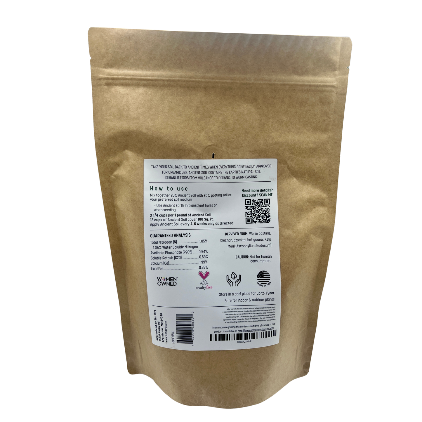 Two pounds of Elm Dirt Ancient Soil vegetable seeds, showing fresh seed packets with detailed labeling and branding.