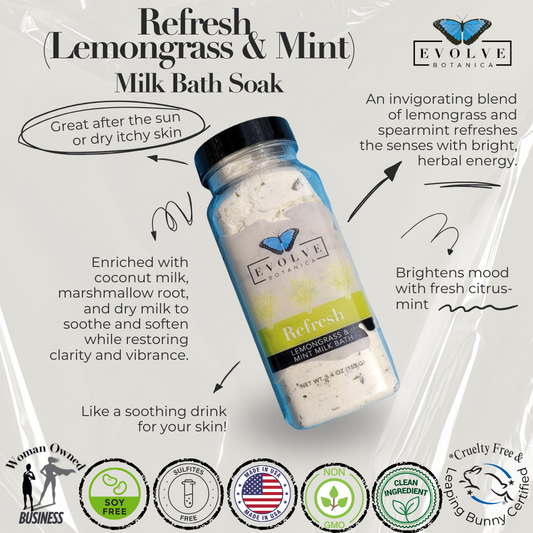 Milk Bath - Refresh (Lemongrass & Mint) - Blessings Grow Meadows