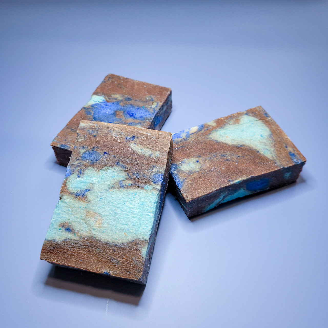 Evolve Botanica Standard Soap Nebula aka Blue wrapped in unprinted glassine bag for shipping.