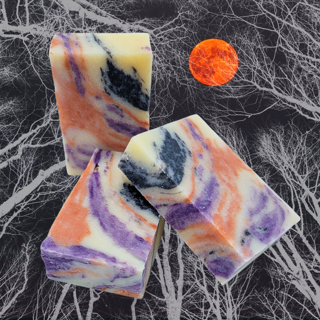 Evolve Botanica Twilight seasonal soap in a clear glassine bag, showcasing the natural, handcrafted soap bar.