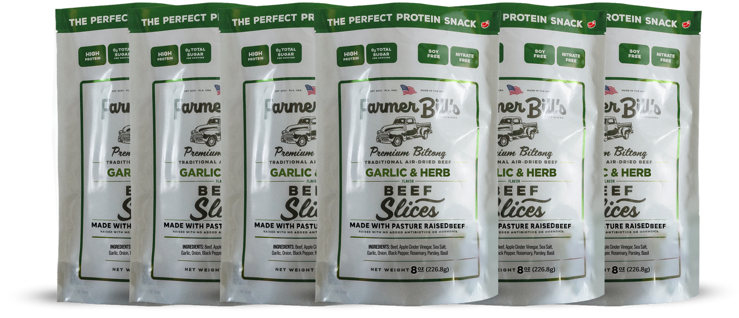 1/2 lb Sliced Garlic & Herb Beef Biltong - Blessings Grow Meadows