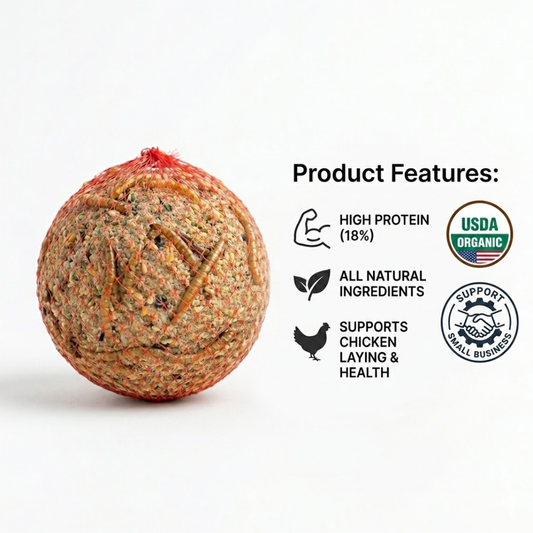 Natural Quail & Gamebird Knödel enrichment feed balls with mealworms for quails, shown in a natural setting.