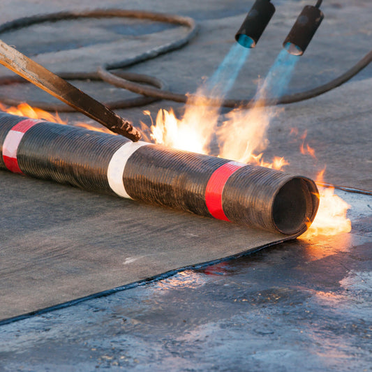 Flame King 500,000 BTU dual propane weed burner torch head for outdoor weed control and land clearing.