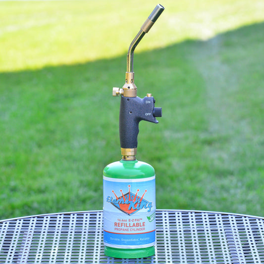 Flame King welding propane torch head with auto-ignition, professional-grade weed burner and torch for high heat applications.