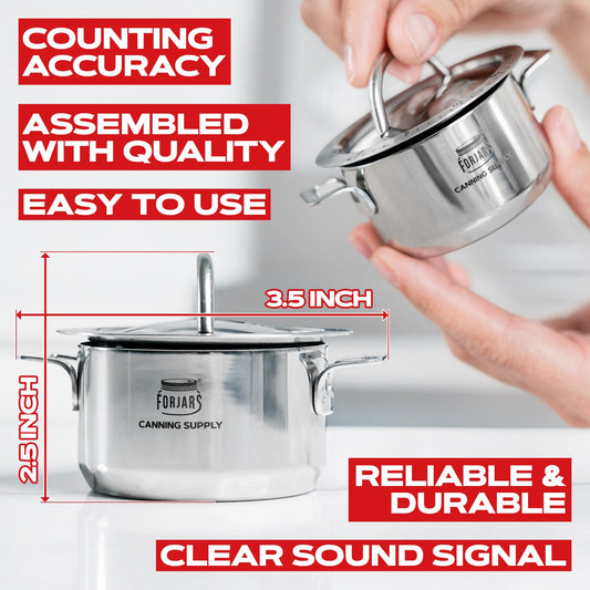 Forjars® kitchen timer with black digital display and stainless steel accents, ideal for cooking and baking timing.