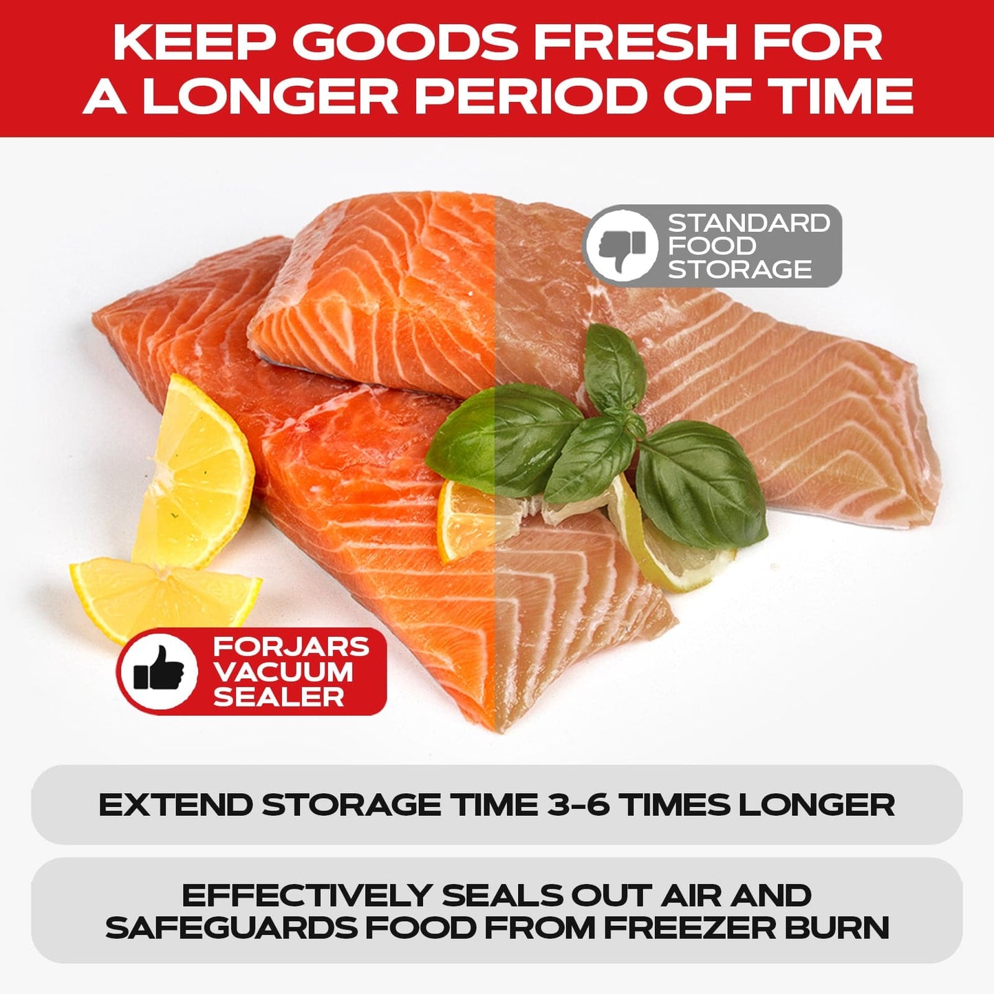 Forjars® Vacuum Sealer Roll, 8-inch textured on both sides, 7.5 mil thickness, designed for vacuum sealing bags.