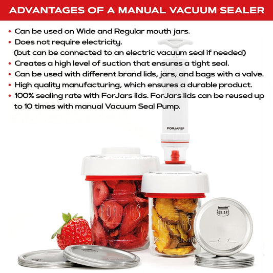 Forjars® Vacuum Sealer Kit with compact vacuum sealer machine and sealing accessories for preserving food freshness.