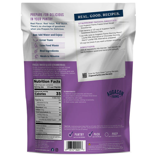 Freeze Dried Sliced Strawberries Pouch, 4 Servings - Augason Farms ~ Blessings Grow Meadows