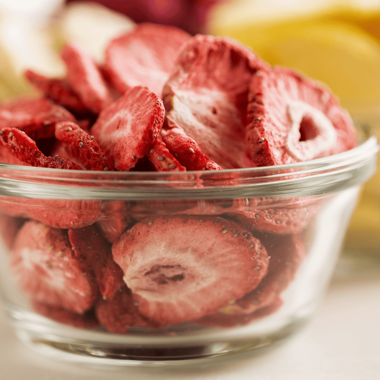 Freeze-dried sliced strawberries in a pouch from Augason Farms, perfect for snacking or adding to recipes.