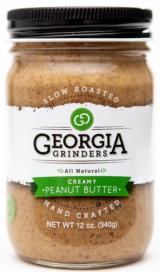 Georgia Grinders Peanut Butter Mixed 4 Pack featuring two 12oz jars of creamy and crunchy peanut butter, perfect for gift-giving.