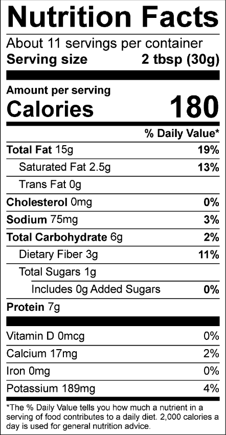 The black and white nutrition facts label for Georgia Grinders Organic Creamy Peanut Butter 4 Pack (12 oz Jars) shows 2 tbsp (30g) per serving, 180 calories, 15g fat, 6g carbs, 3g fiber, 7g protein—keto and vegan friendly with vitamins and minerals.