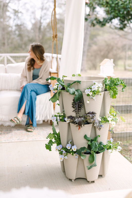 3 Tier GreenStalk Garden Original Vertical Planter - Basket Weave Texture - Blessings Grow Meadows