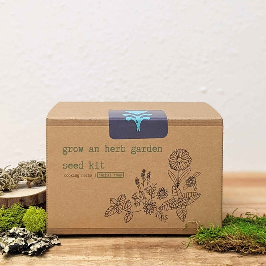 Herbal tea seed kit with Plantflix herb seeds for growing herbs at home, includes various plant varieties for herb gardening.
