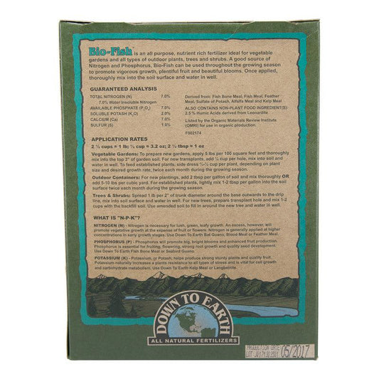 Grow Organic Bio-Fish All Purpose Fertilizer 7-7-2 in 5 lb bag, versatile fertilizer for healthy plant growth