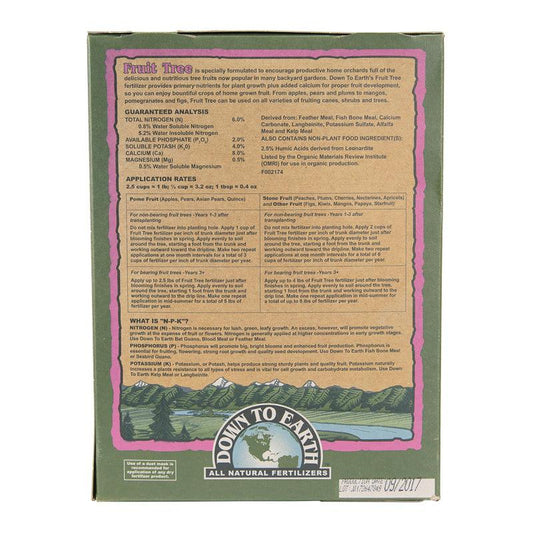 Grow Organic fruit tree fertilizer 6-2-4 in a 5 lb box, natural fertilizer for healthy fruit tree growth