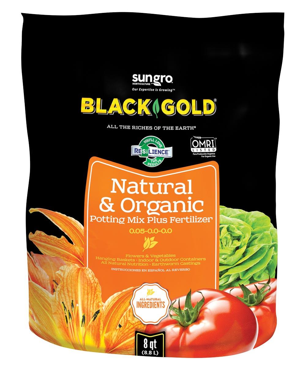Grow Organic Black Gold natural organic potting soil with fertilizer for growing and propagating plants, rich soil with nutrients.