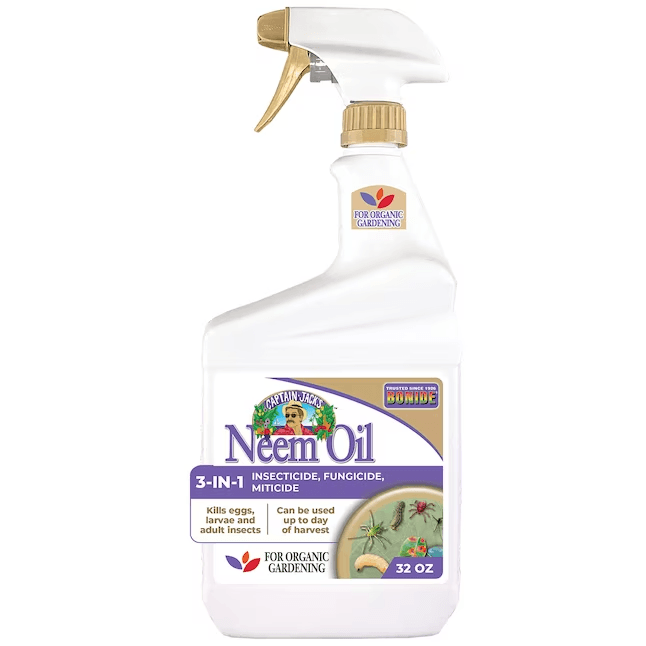 Grow Organic Bonide Captain Jack's Neem Oil pest control spray in 32oz bottle, ready-to-use for natural garden pest management.