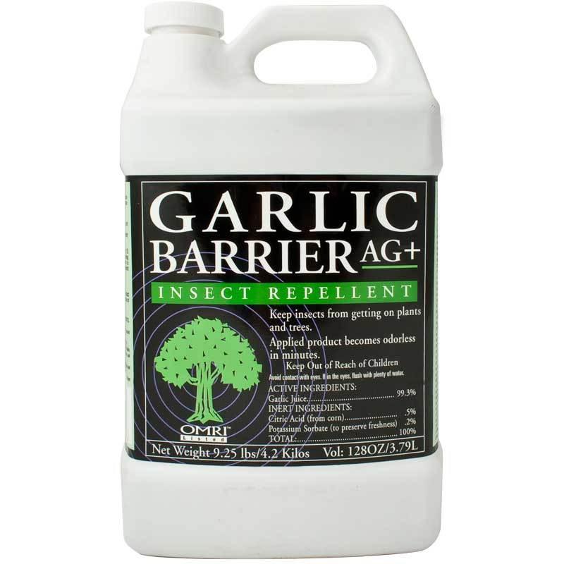 Grow Organic Garlic Barrier AG+ pest control gallon, natural garlic-based pest repellent for organic gardening.