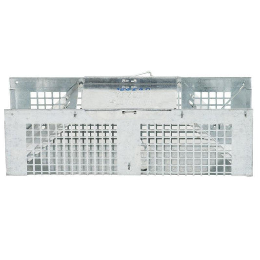 Grow Organic Havahart Trap Model 0 for mice, rats, voles, and shrews, measuring 10x3x3 inches, used for pest control.