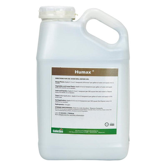 Grow Organic Humax gallon pest control product in a container, used for organic pest management in gardens and outdoor spaces.